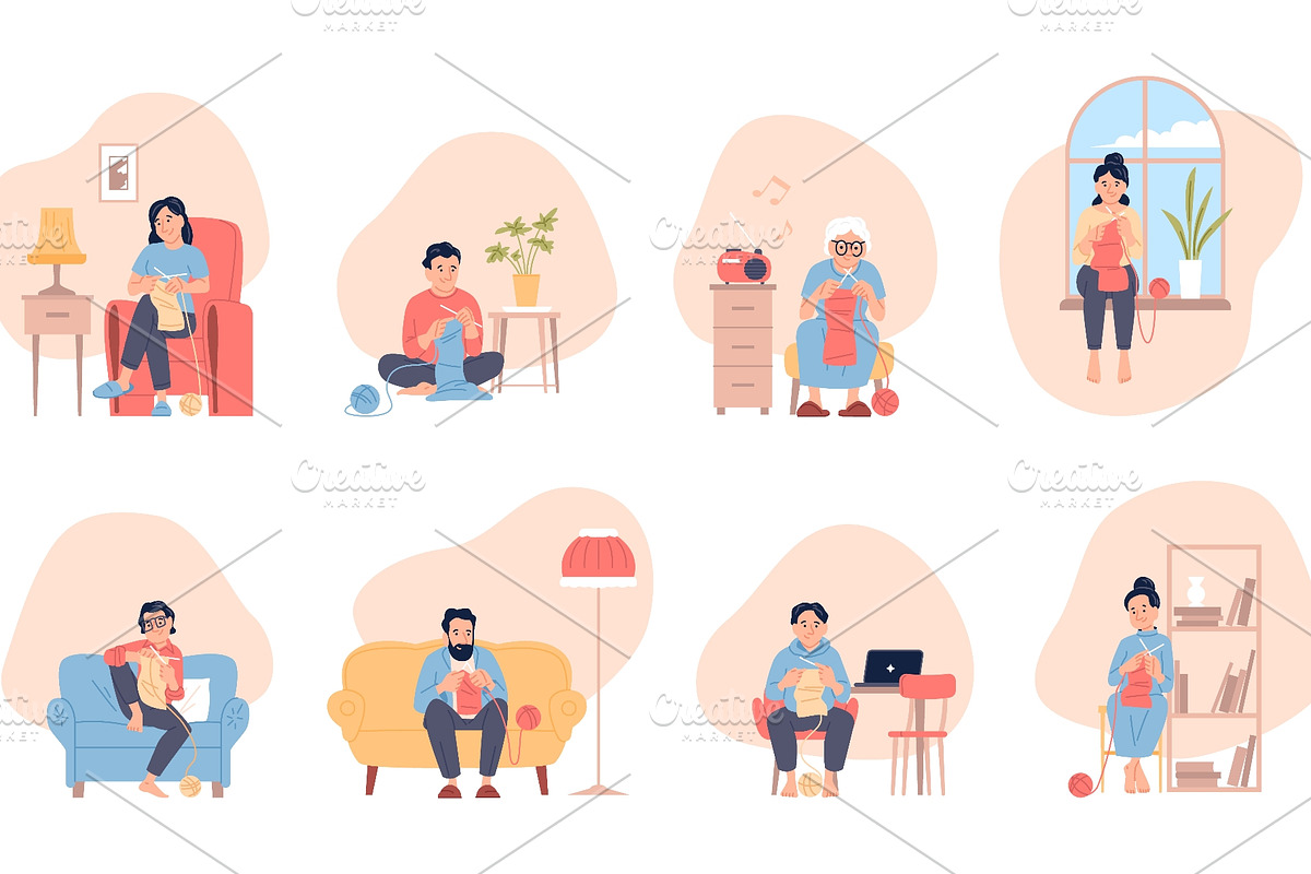 People knitting. Handmade hobby, a Sport Illustration by LadadikArt (Photo 2 of 3)
