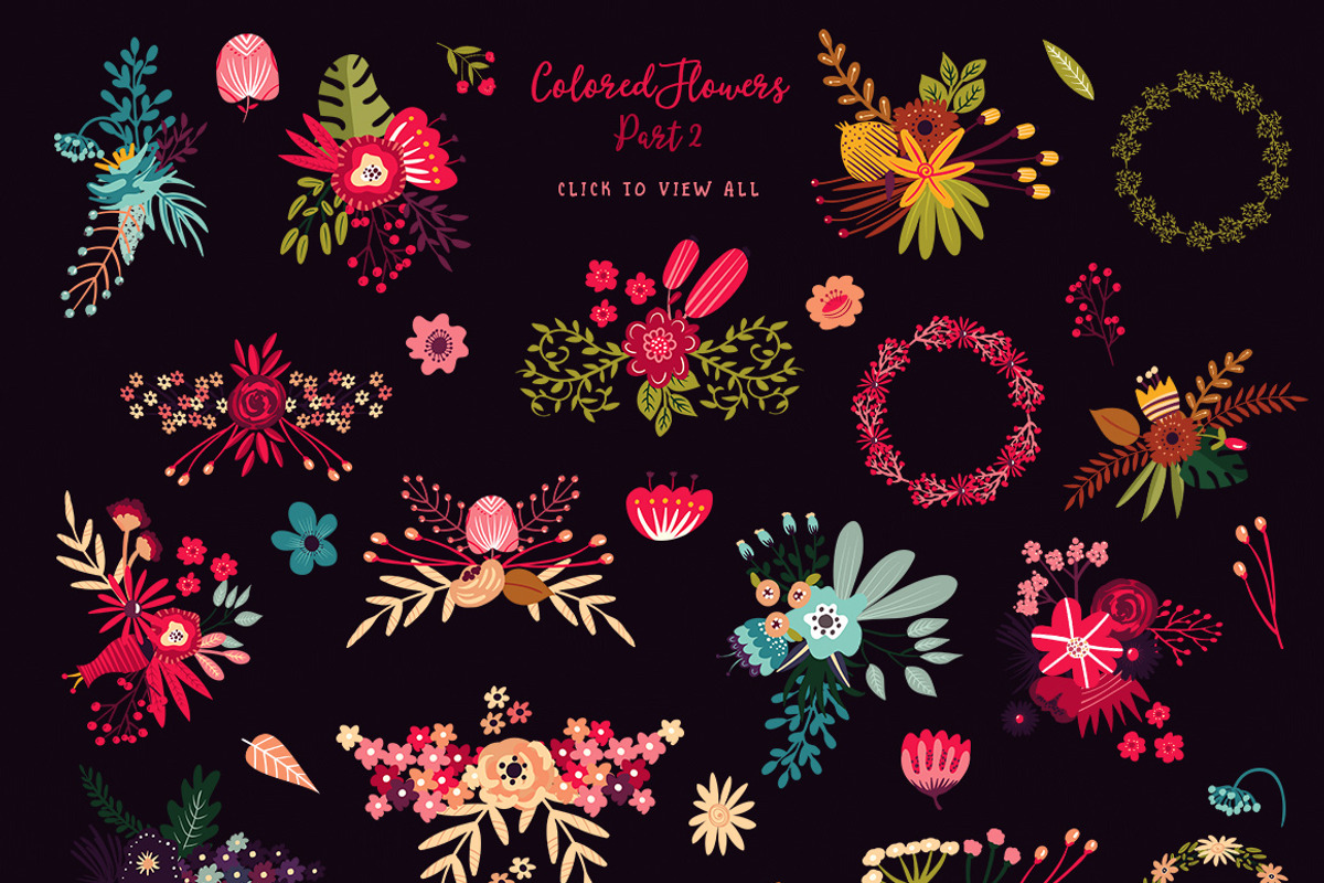 Colored Flowers Part 2, a Decorative Illustration by Bloomart Studio (Photo 5 of 5)