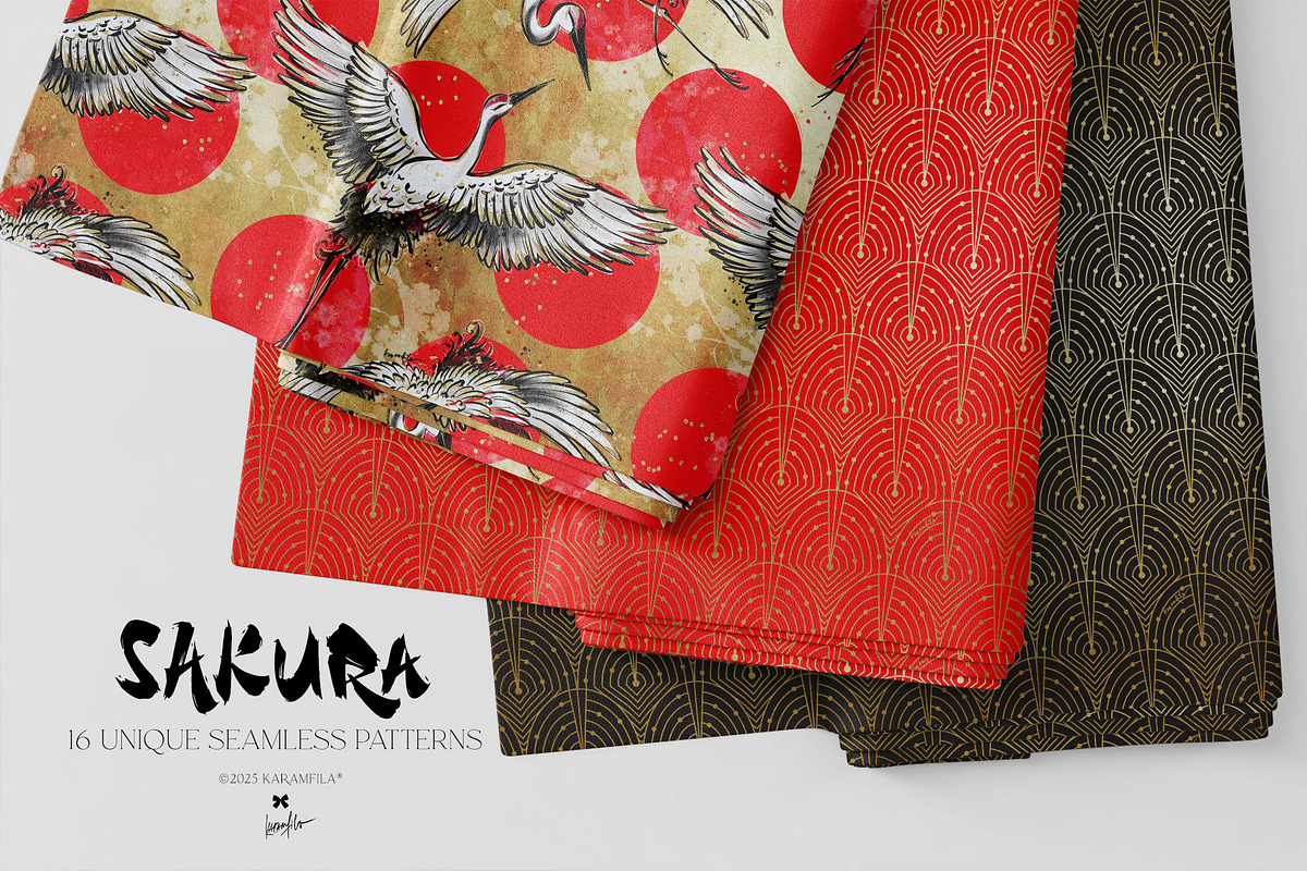 Cherry Blossoms Japanese Patterns, a Pattern Graphic by KaramfilaS (Photo 3 of 23)