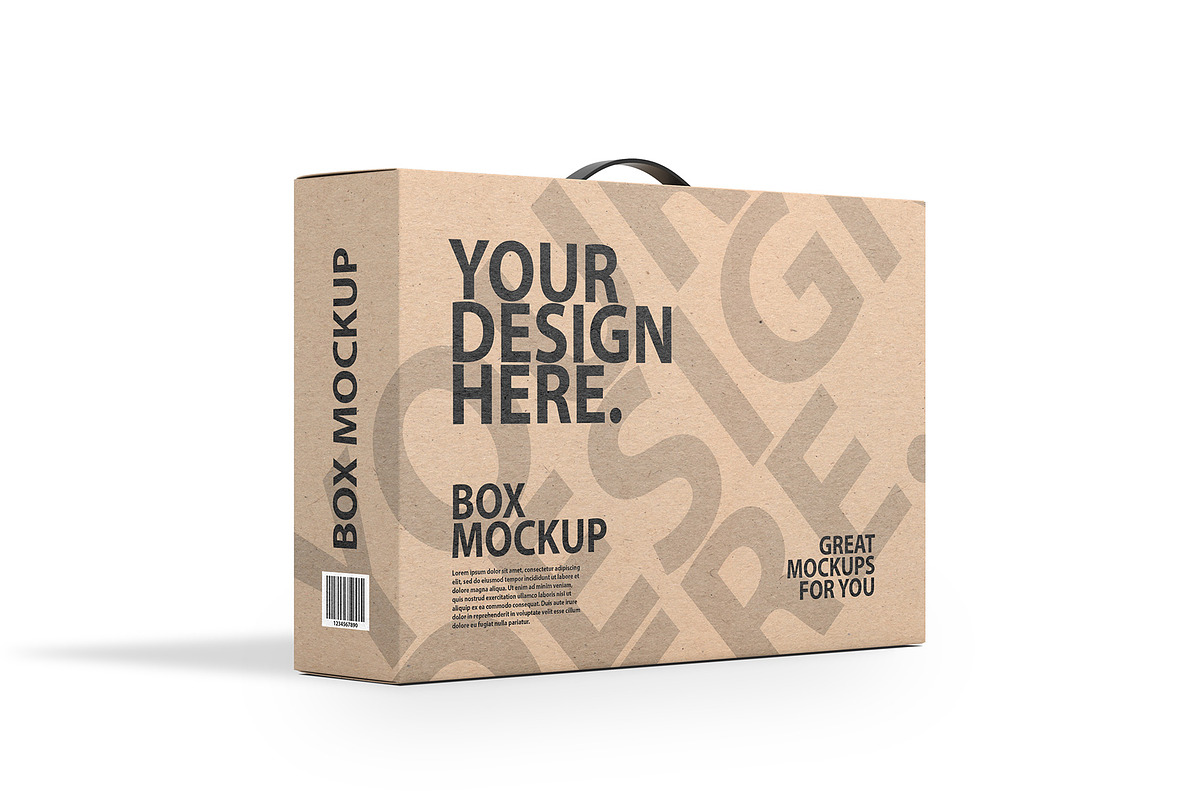 Cardboard Box With Handle PSD Mockup, a Cups & Container Mockup by GreatFruit (Photo 2 of 5)