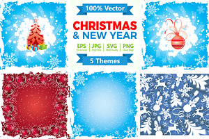 Christmas and New Year Backgrounds, a Decorative Illustration by TAlex
