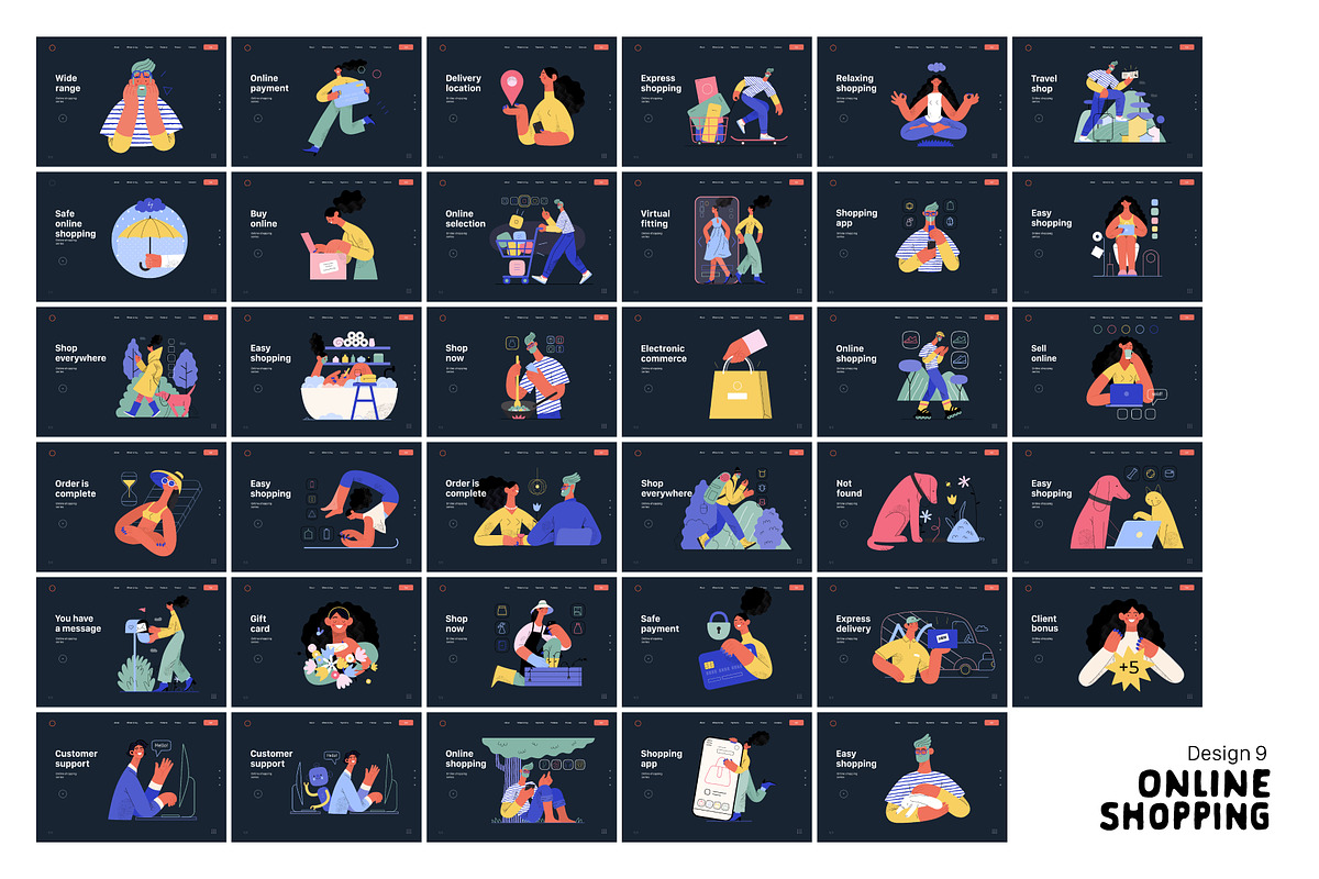 Online Shopping vector illustrations, a Templates & Theme by Grivina's shop (Photo 21 of 26)