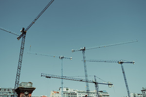 Wide-angle Urban Crane Skyline, an Industrial Photo by SkyNext