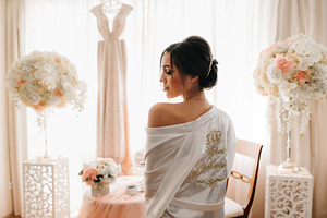 bride young girl in lingerie in the morning in the room
