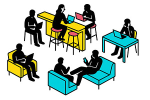 Modern workspace with people engaged, a Technology Illustration by ZinetroN