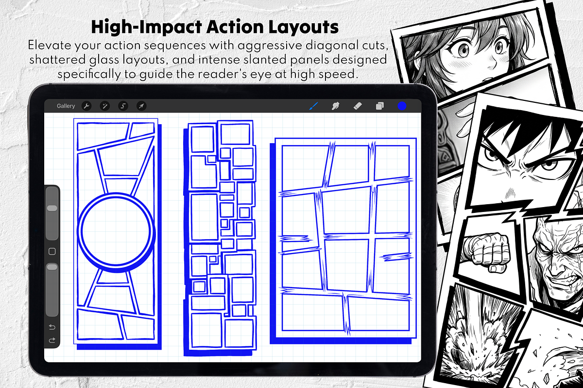 Comic Storyboard Procreate Stamps, a Brush Add-On by Selentaori Studio (Photo 8 of 11)