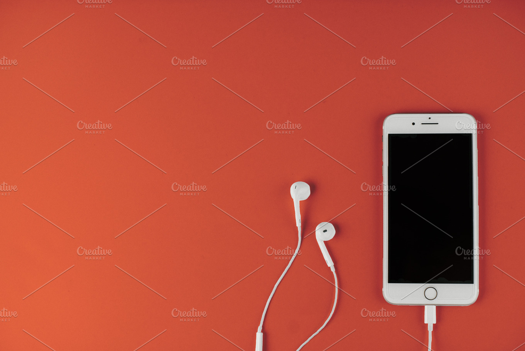 Earbuds red featuring ipod, earbuds, and podcast, a Technology Photo by GetMockups