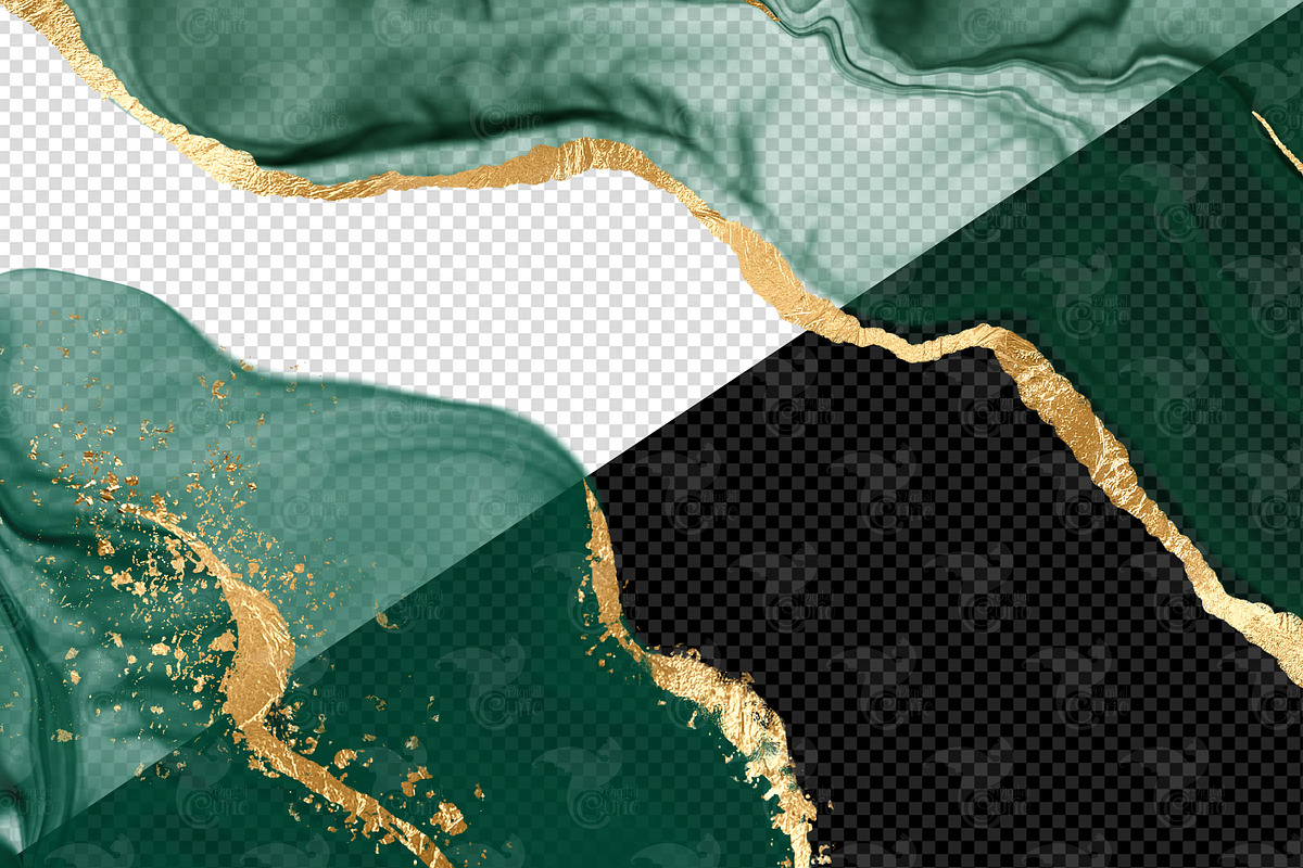 Emerald Ink Borders & Backgrounds, an Illustration by Digital Curio