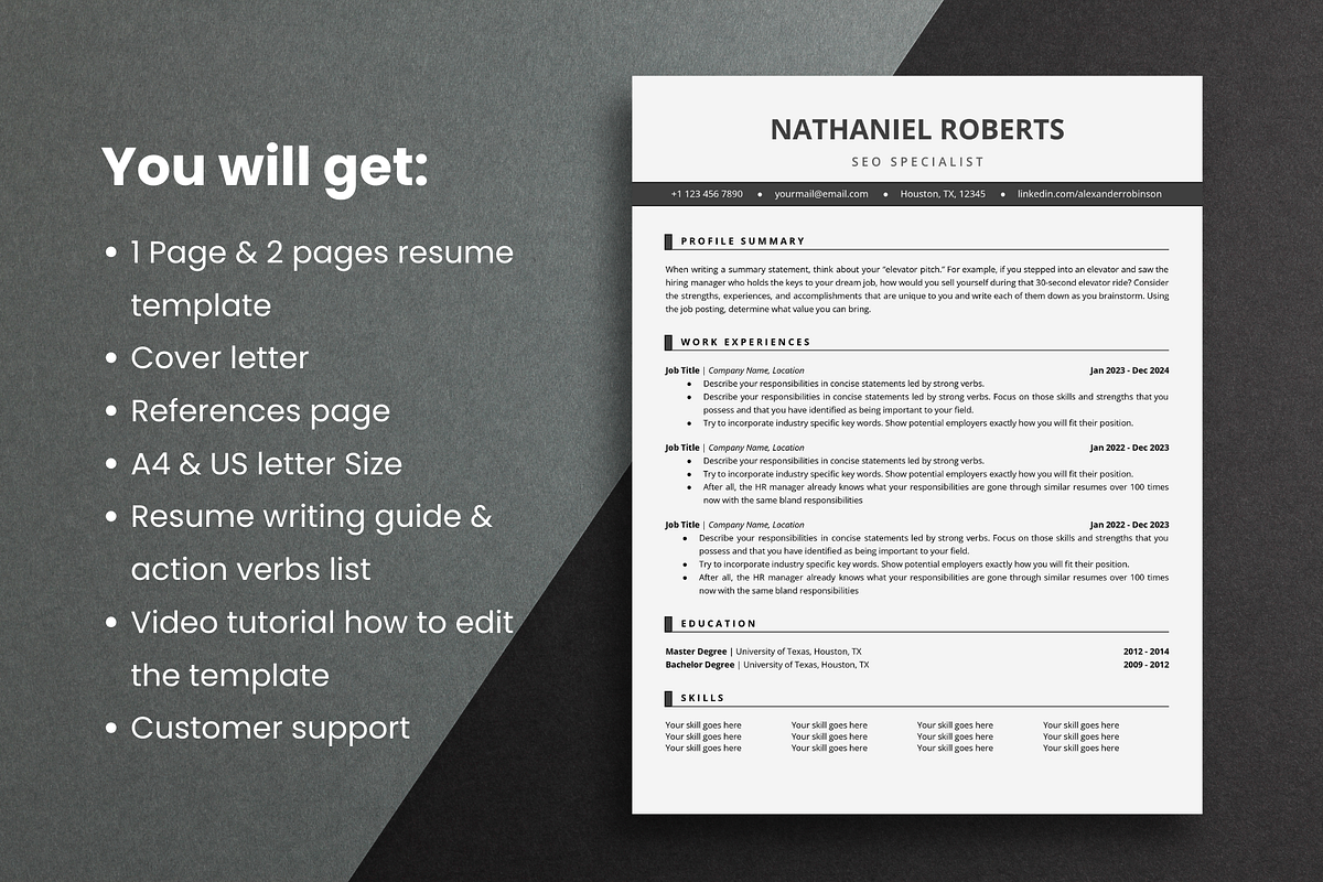 ATS Resume Template Google Docs, a Resume Template by bonadigitals (Photo 4 of 5)