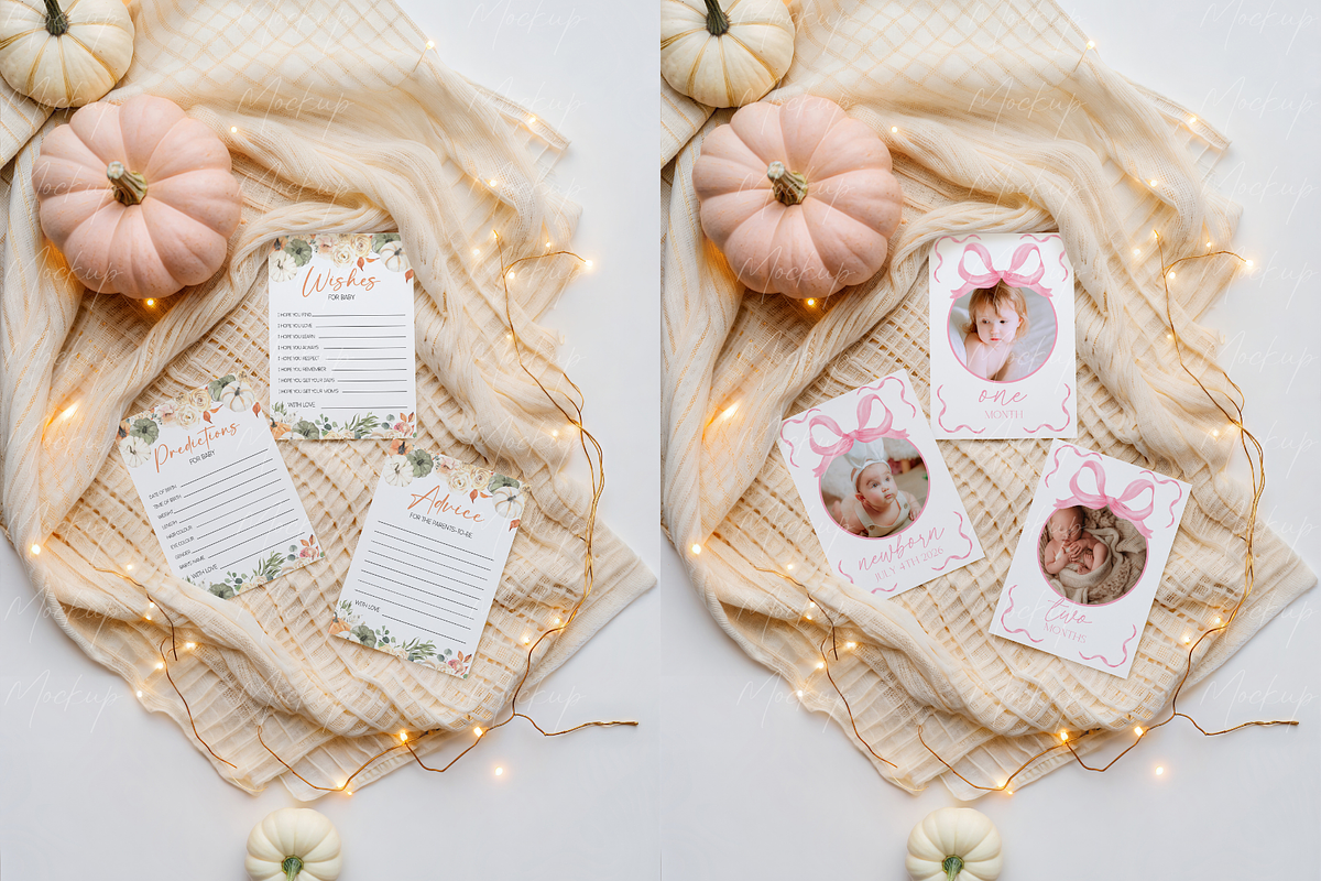 Autumn 3 Cards Mockup Pumpkin, a Product Mockup by TatiMockup (Photo 3 of 3)