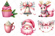 Watercolor Pink Christmas Clipart, an Illustration by DreamPrint404 (Thumbnail 3 of 6)