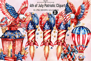 4th of July Patriotic Png Clipart Bu, an Illustration by SVGArt