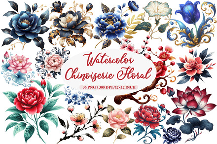 Chinoiserie Floral Clipart