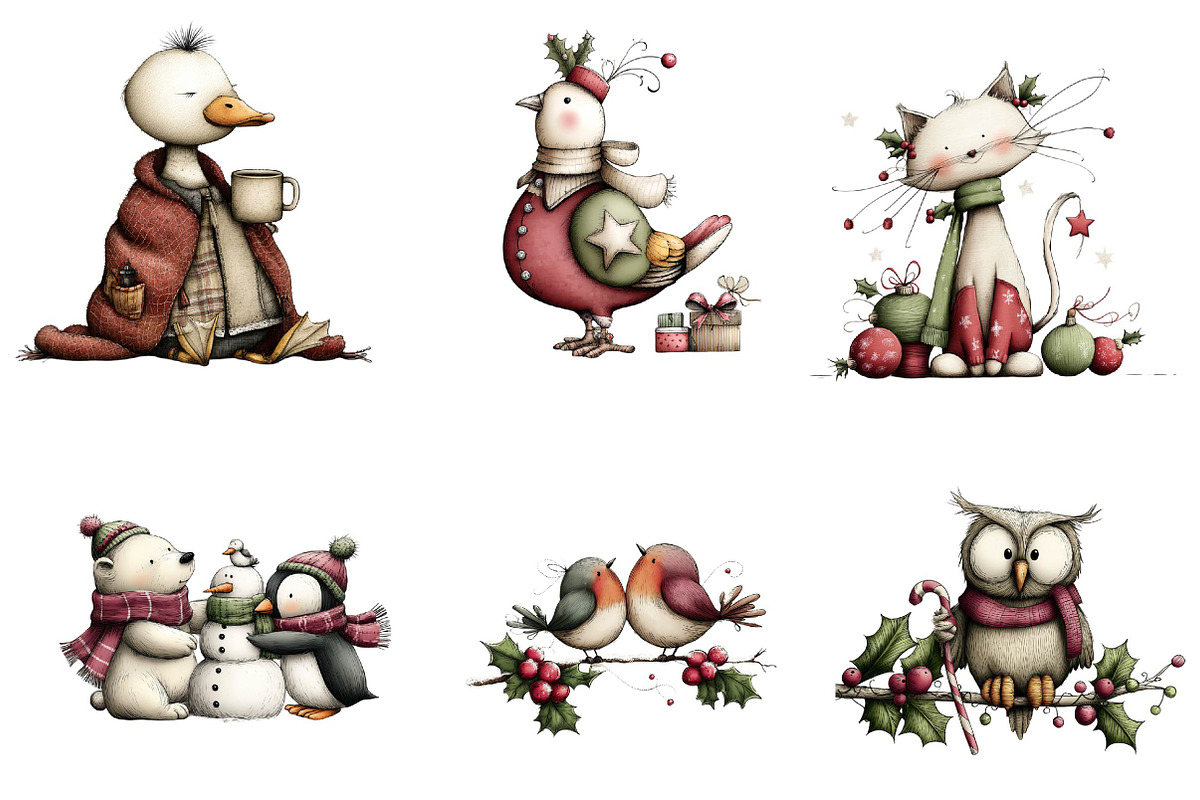 Whimsical Christmas Clipart Bundle, an Illustration by CreationArt (Photo 4 of 5)