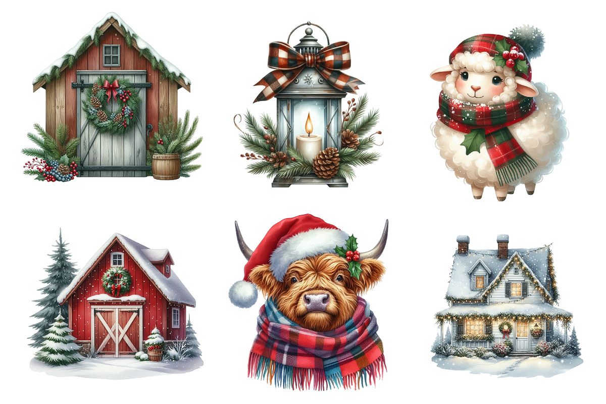 Christmas Farm Sublimation Clipart, an Illustration by CreationArt (Photo 5 of 5)