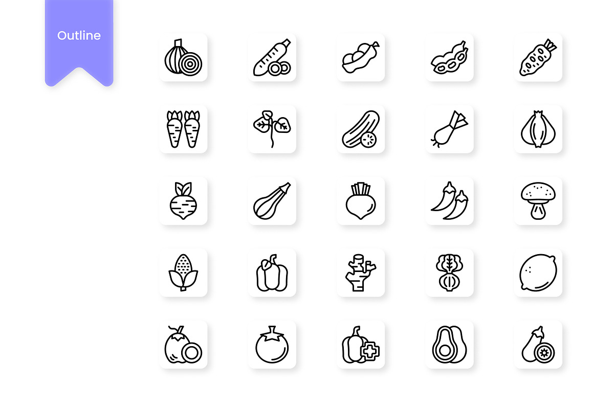 Vegetables Icons, a Duotone Icon by HacaStudio (Photo 2 of 3)