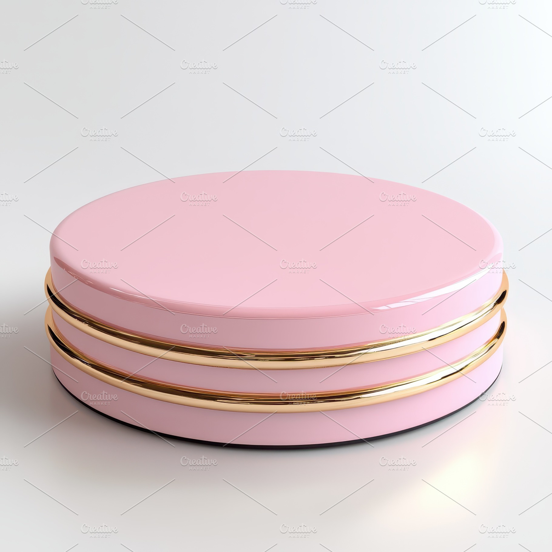 Pink and Gold Round Display Stand Pr, an Abstract Photo by Pixeness Studio