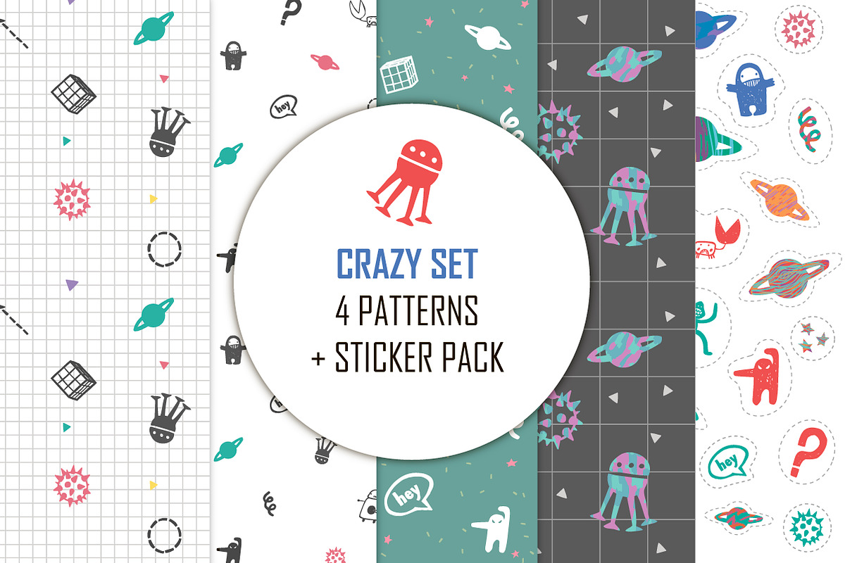 Crazy vector cartoon collection, a Pattern Graphic by heysonya