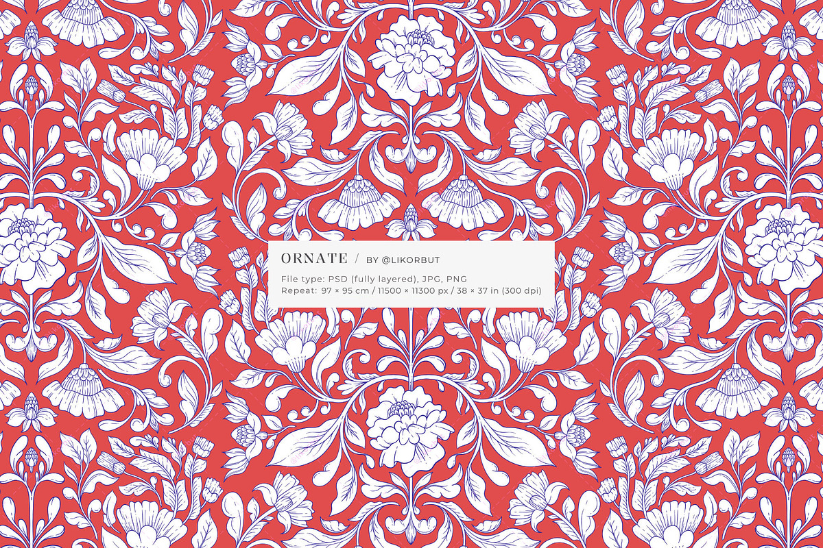 Orient Ornament Floral Pattern, a Pattern Graphic by likorbut (Photo 9 of 14)