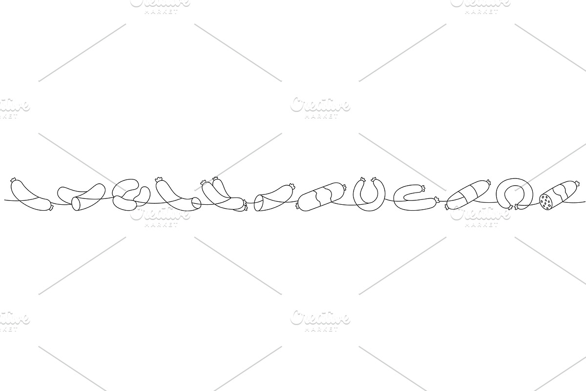 Sausage set. Smoked sausages one, a Food Illustration by GraphiShop