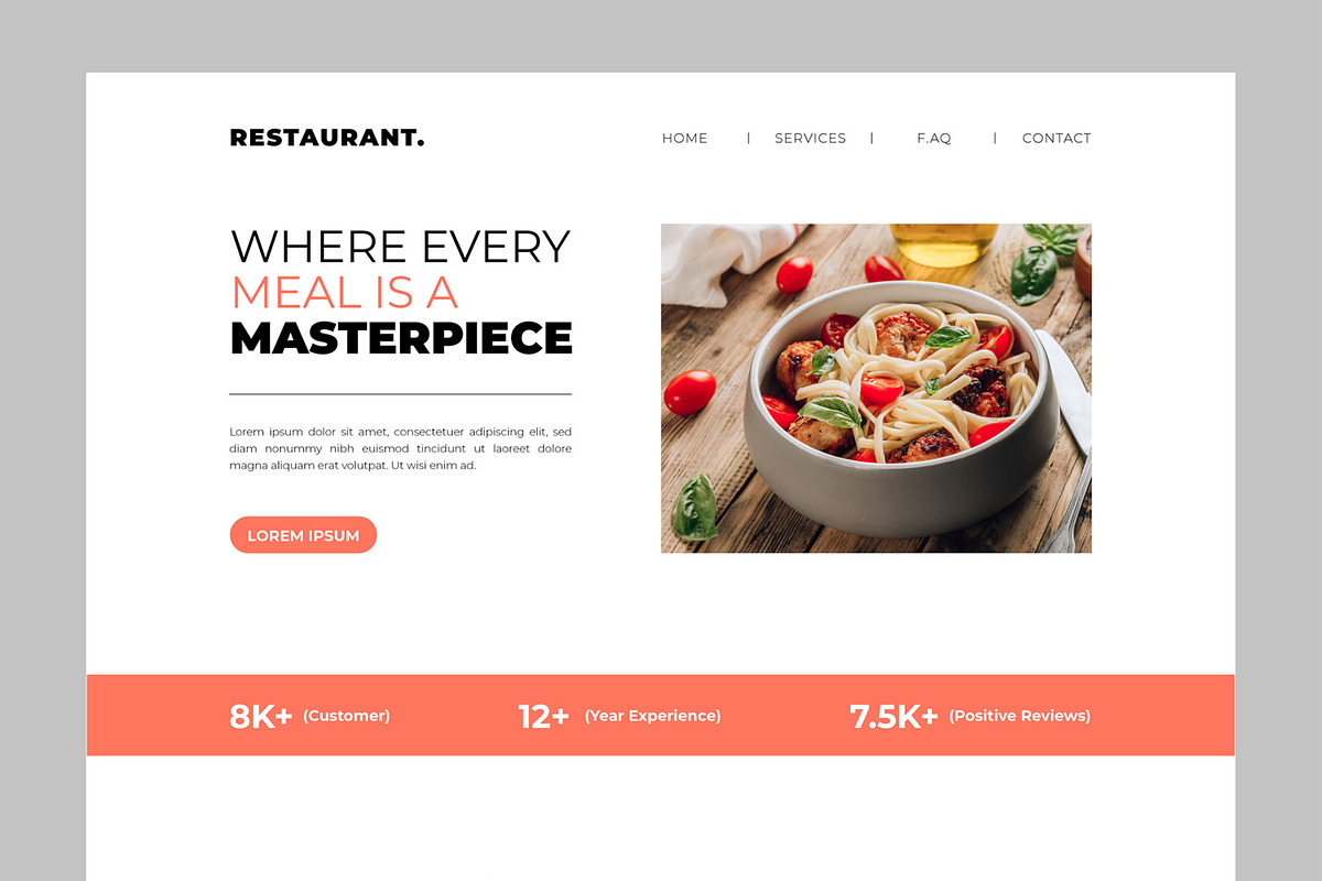 Restaurant Landing Page, an UI Kit Template by CreativeShaper (Photo 2 of 5)