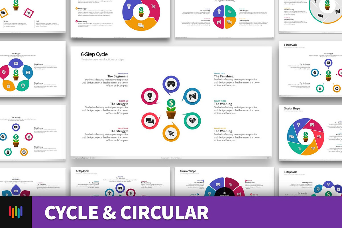 Cycle & Circles PowerPoint Templates, a Presentation Template by Warna Works (Photo 1 of 28)