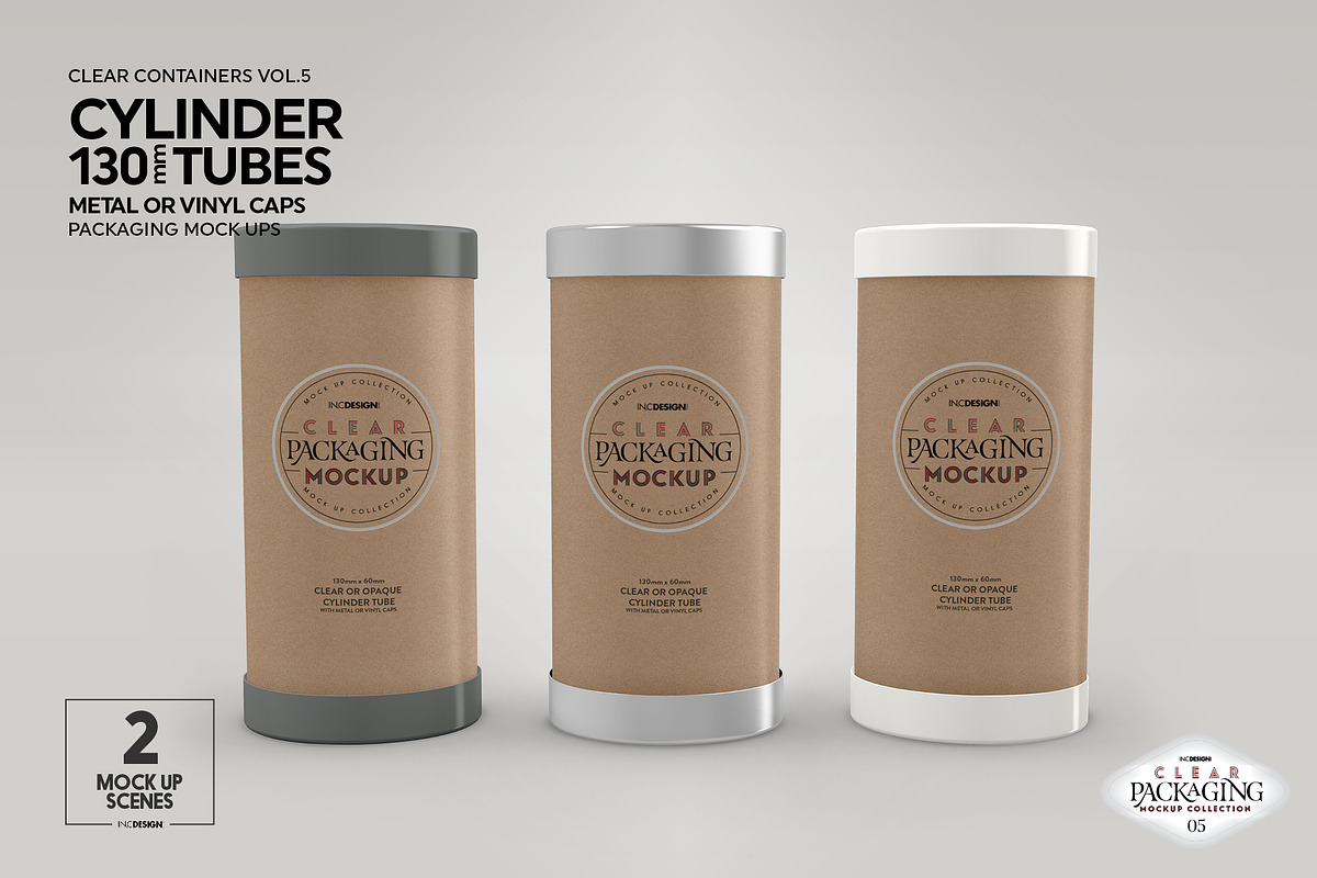 130mm Cylinder Tube Packaging Mockup, a Cups & Container Mockup by INCDesign (Photo 7 of 15)
