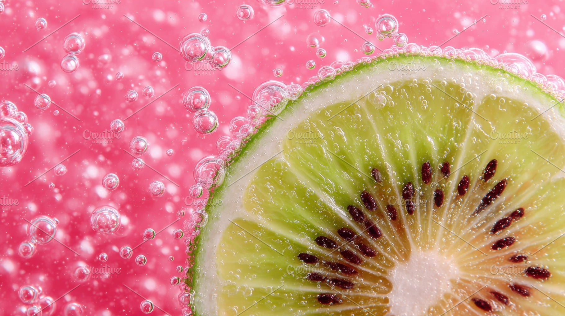 Kiwi in sparkling bubbles, a Photo by Beautiful things