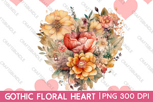 Gothic Floral Heart Clipart