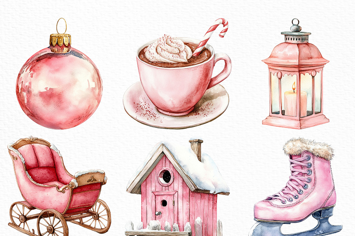 Watercolor Blush Winter Clip Art, an Illustration by Craft Nest (Photo 4 of 6)
