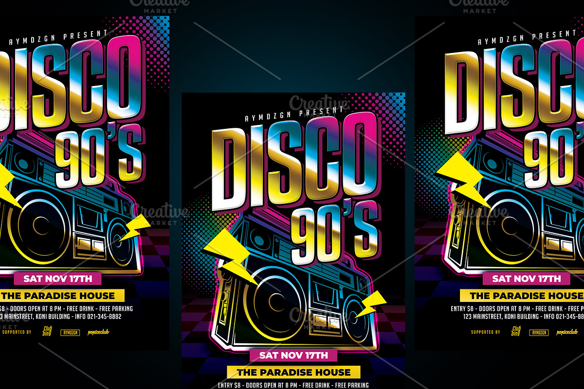 Disco 90's Flyer, a Flyer Template by AyumaDesign (Photo 2 of 3)