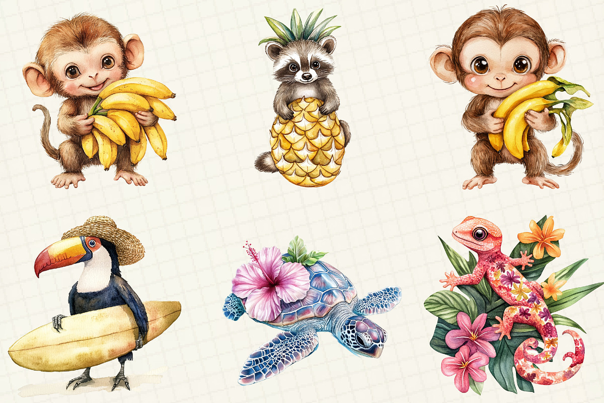 Tropical Summer Animal Clipart, an Illustration by OK Design (Photo 4 of 5)