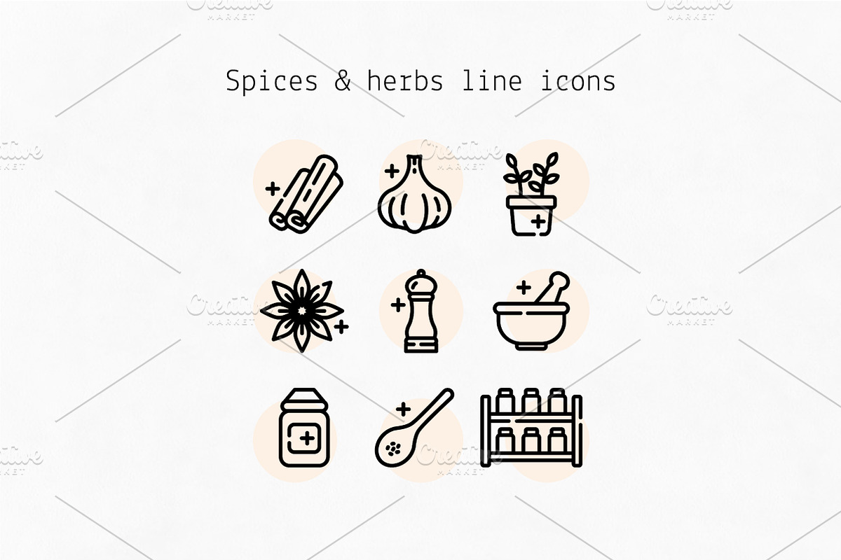 Spices & herbs line icons, an Outline Icon by Lyolya Profitrolya (Photo 1 of 2)