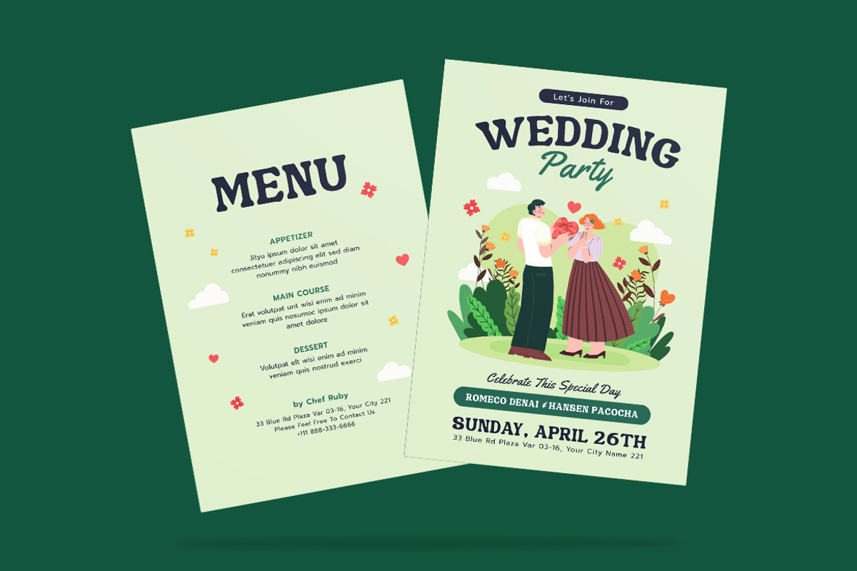 Dubbygreen Wedding Invitation, an Invitation Template by iDoodle Studio (Photo 3 of 4)