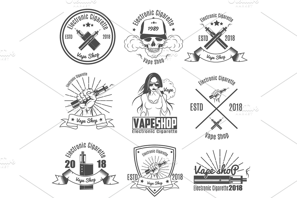 Vintage Emblem Pack  for Vape Shop, a Person Illustration by Vector Market (Photo 3 of 7)