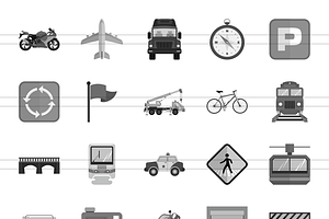 166 City Life Greyscale Icons