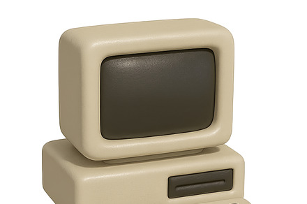 Retro computer icon with vintage des