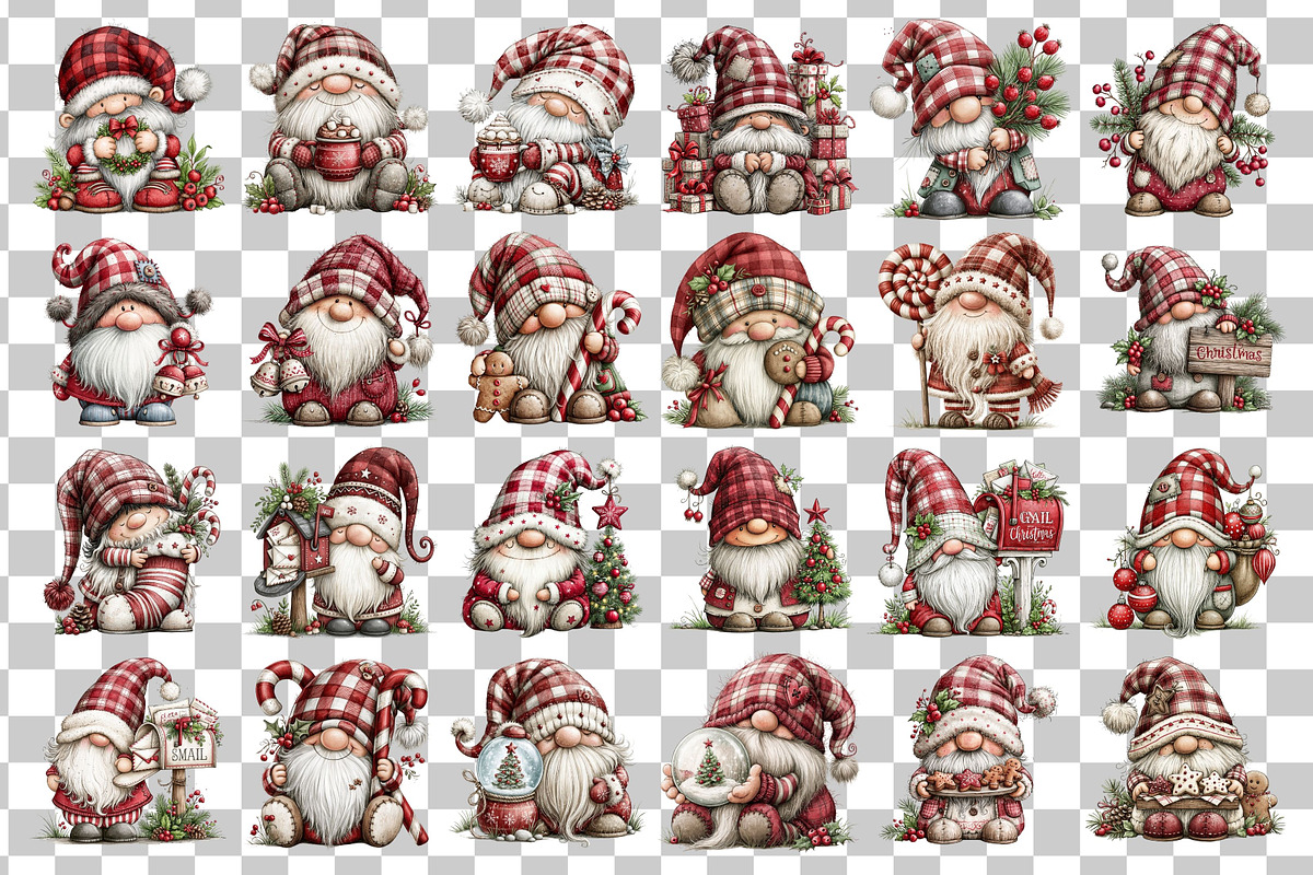 Whimsical Christmas Gnomes Clipart, a Seasonal Illustration by Nicolle's Colorful Art (Photo 3 of 4)