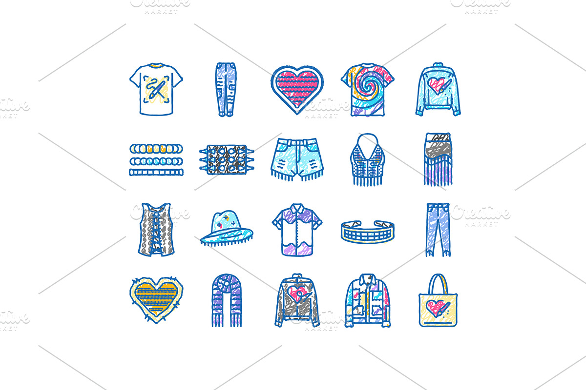 diy fashion fabric handmade icons, an Object Illustration by pikepicture