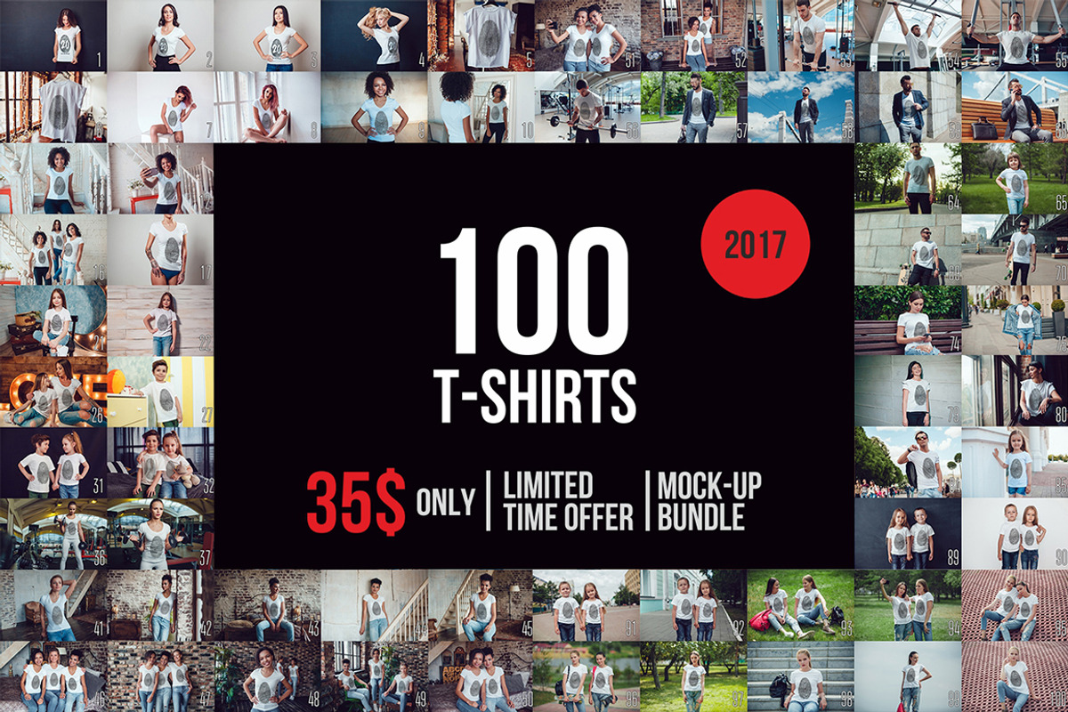 100 T-Shirt Mock-Up Bundle 2017, a Shirt Mockup by Freeman Studio (Photo 1 of 7)