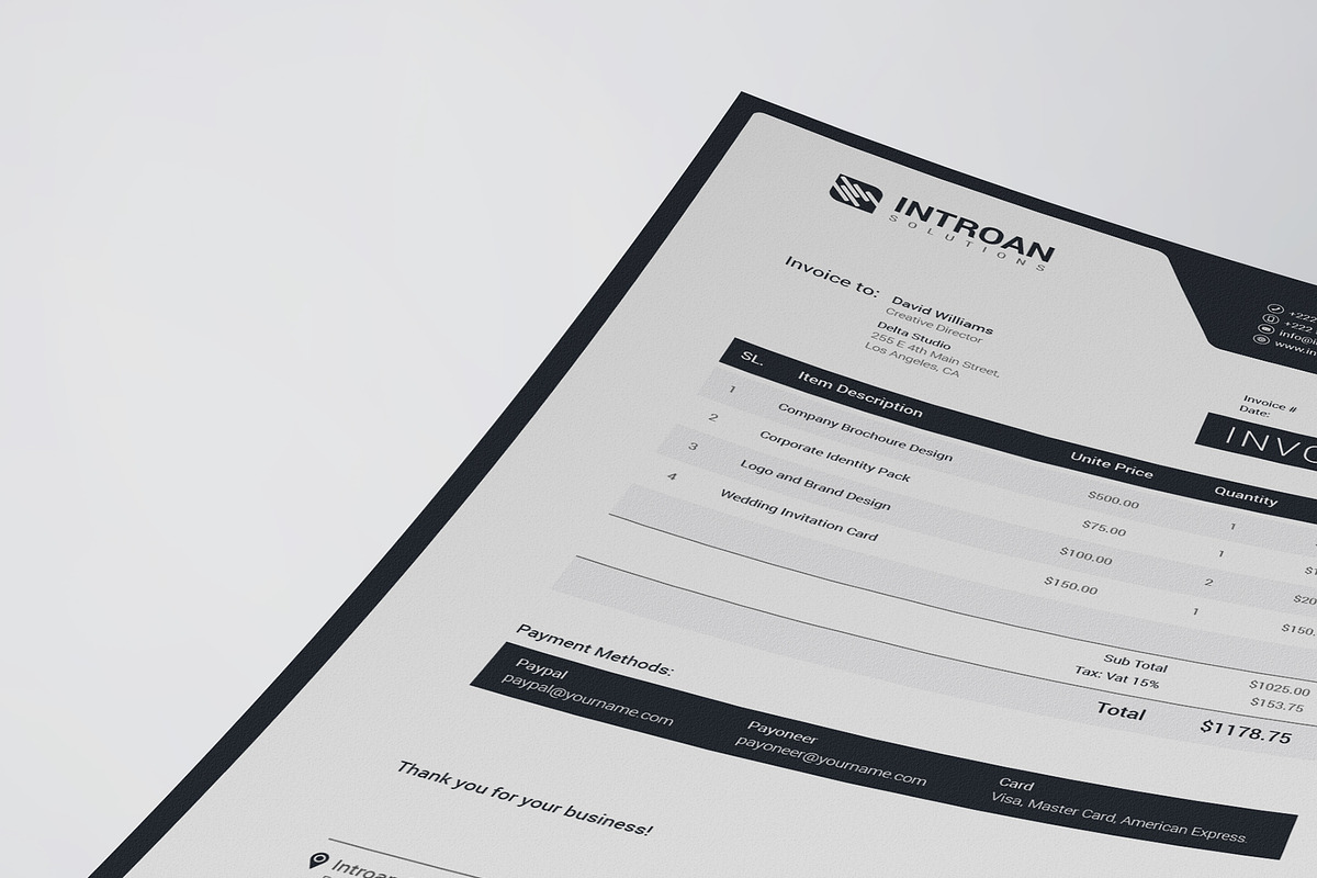 Modern Invoice Template, a Templates & Theme by Glassymart
