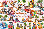 Watercolor Cute Summer Kittens Clip, an Illustration by SVGArt (Thumbnail 1 of 8)