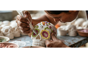 Artisan Decorating Sugar Skull for, an Arts & Entertainment Photo by piter.goskov