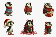 Christmas Penguin Clipart, an Illustration by CreationArt (Thumbnail 5 of 5)