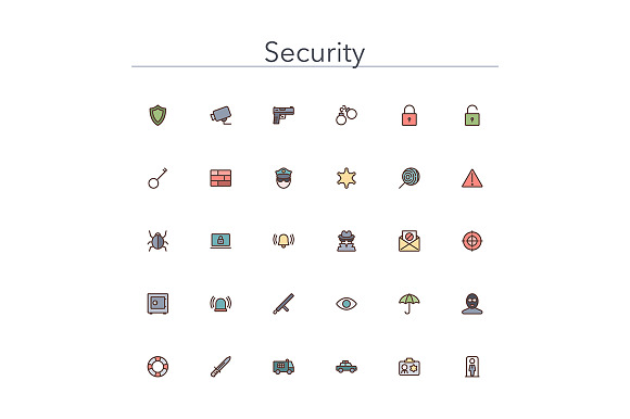 Security Colored Line Icons
