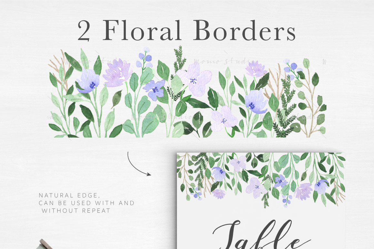 Violet Florals & Greenery Leaves, an Illustration by Momo Studio (Photo 8 of 19)