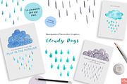 Cloudy Days Watercolor Graphics, an Illustration by LittleAcornGraphics (Thumbnail 4 of 5)