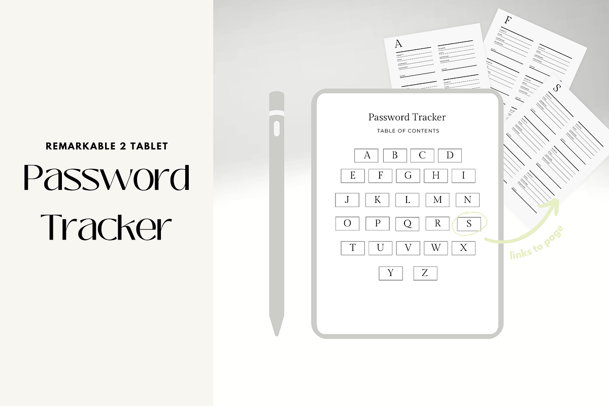 ReMarkable Password Tracker, a Templates & Theme by Moonturn Design (Photo 1 of 3)
