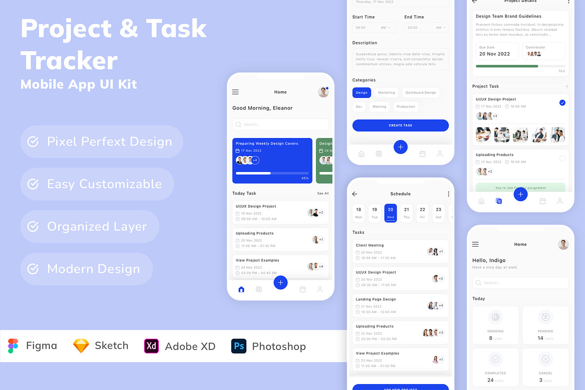 Project & Task Tracker App UI Kit, an UI Kit Template by Betush