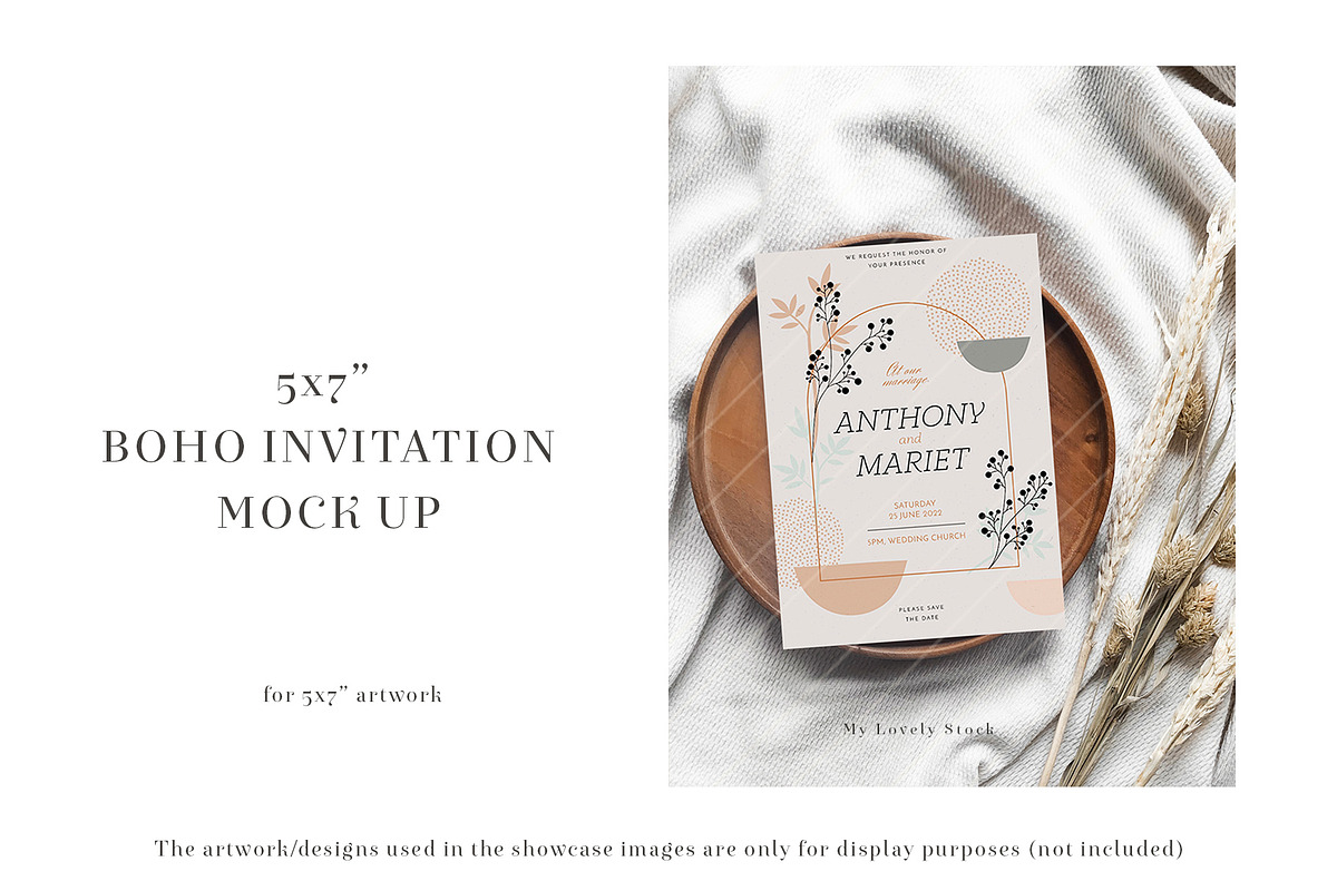 5x7 Invitation Card Boho Mock Up, an Invitation Template by My Lovely Stock (Photo 2 of 2)